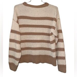 Essentials Cream and Brown Striped Sweater (size s)